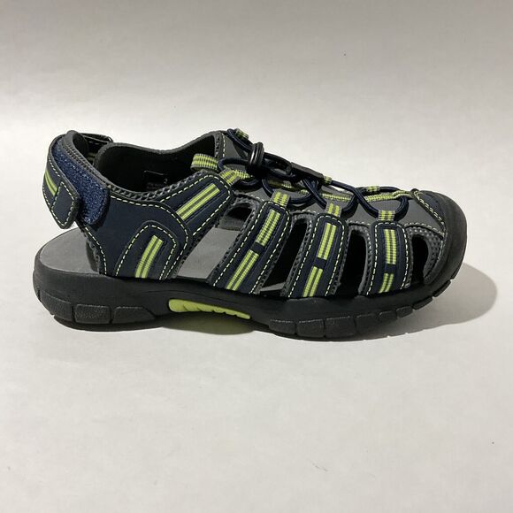 Khombu Sandals Kids Size 2 Gray Green Accents Dillon Breathable Closed Toe - Picture 2 of 11
